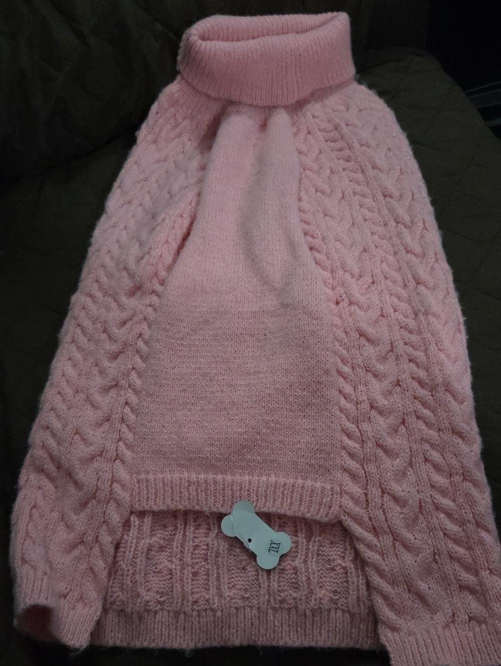 Dog Cozy Pink Cable-Knit Turtleneck Sweater XXL NWT ✨️5/$30